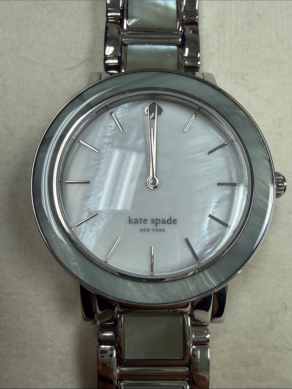 kate spade Silver and Mother of Pearl Round Bracelet Watch
